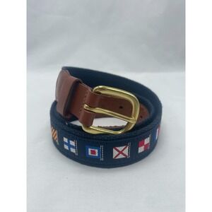 Leather Man LTD Mens Surcingle Belt 34 Nautical Flag Alphabet Canvas Leather